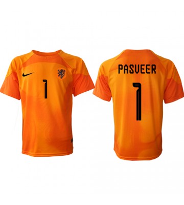 Lacne Muži Futbalové dres Holandsko Remko Pasveer #1 Brankarsky  MS 2022 Krátky Rukáv - Preč